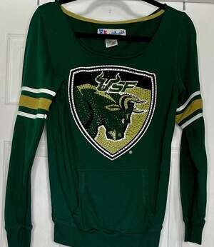 College Classics USF Bulls Women's Embellished Rhinestone Sequin Graphic Sweater